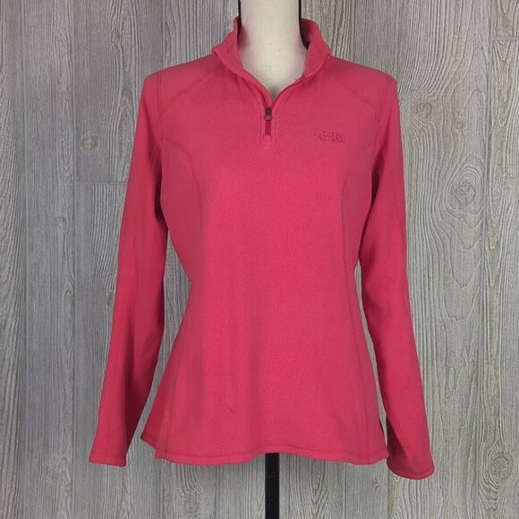 Vintage Y2K The North Face Pink Knit 1/4 Zip Pullover Jacket Winter Ski/Snow S - Picture 1 of 6